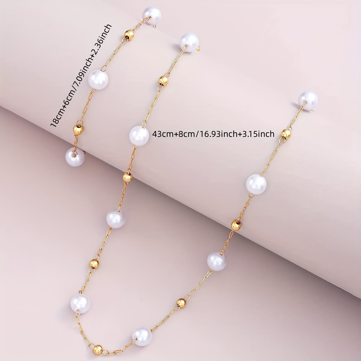 Elegant Imitation Pearl Necklace and Bracelet Set